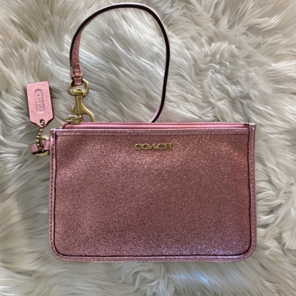 Coach Pink Small Glitter Wristlet Y2K Vibes Barbiecore Dainty Feminine Statement
